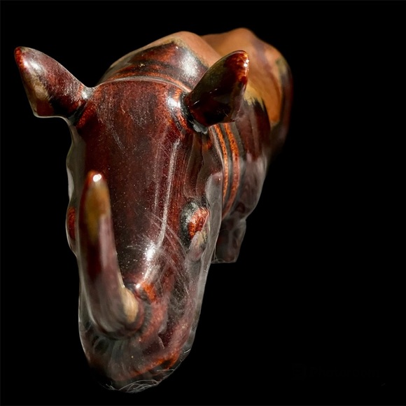 ηξω Caramel Drip Pier 1 Heavy Glossed Ceramic Rhino African Collection NWOT - Picture 11 of 12
